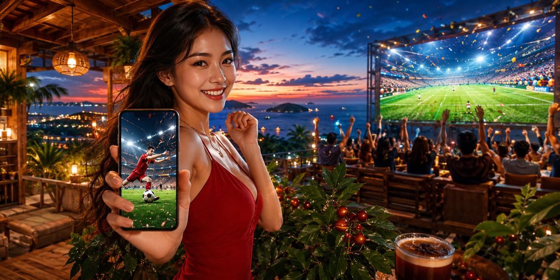 Người dùng Phú Quốc truy cập casino trên điện thoại di động bên ly cà phê